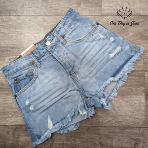 Vanilla Star Juniors Shortie Vintage High Rise Button Fly Denim Shorts Size 1